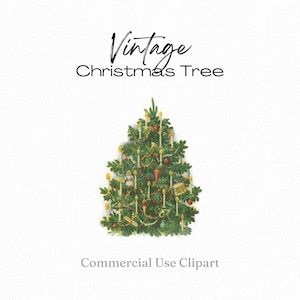 Clipart de árvore de Natal vintage, design de cartão de Natal, feliz Natal, decorações de árvores vintage, imagem de árvore de Natal, natal png, natal png