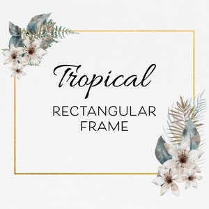 Feuille d’or Floral Frame Clipart, Cadre png, Rectangle Frame Clipart, Clip Art Frame for Business Branding, Invitation de mariage, Logo, Étiquette cadeau