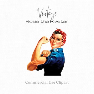 Rosie the Riveter Print Rosie png Vintage Frau Clipart Frauen Ermächtigung druckbare Clip Art Retro Frau Power Clip Art Mächtige Frauen PNG