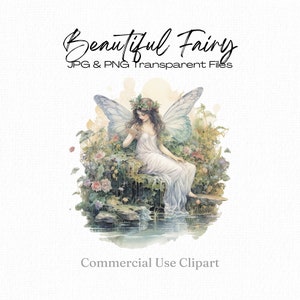 Beautiful Fairy Clipart, Watercolour Fairy, Fantasy Art, Clipart for Card Making, Scrapbook, Collage, Junk Journal, Paper Crafts