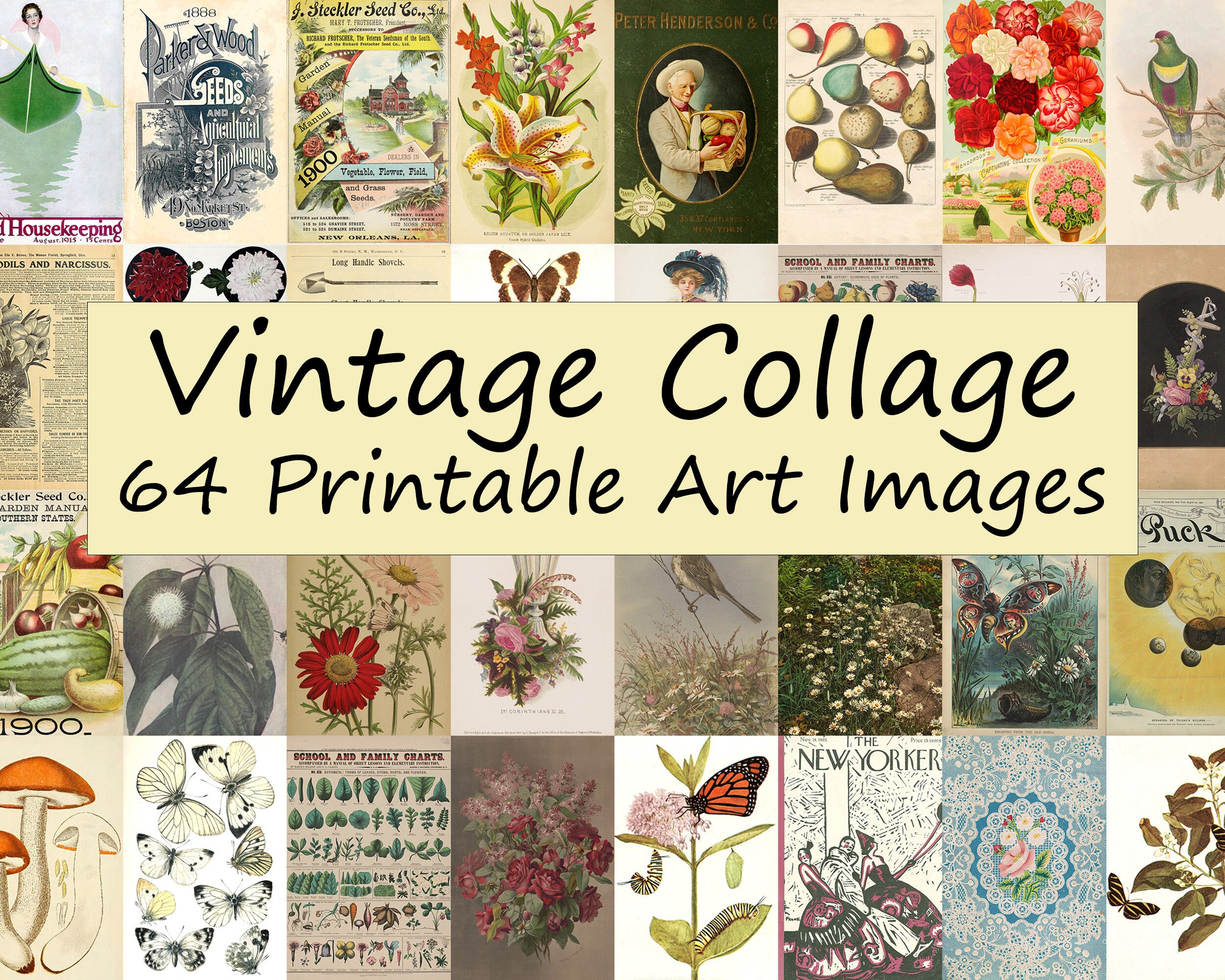 Vintage Wall Art Collage Prints Room Decor Aesthetic Etsy