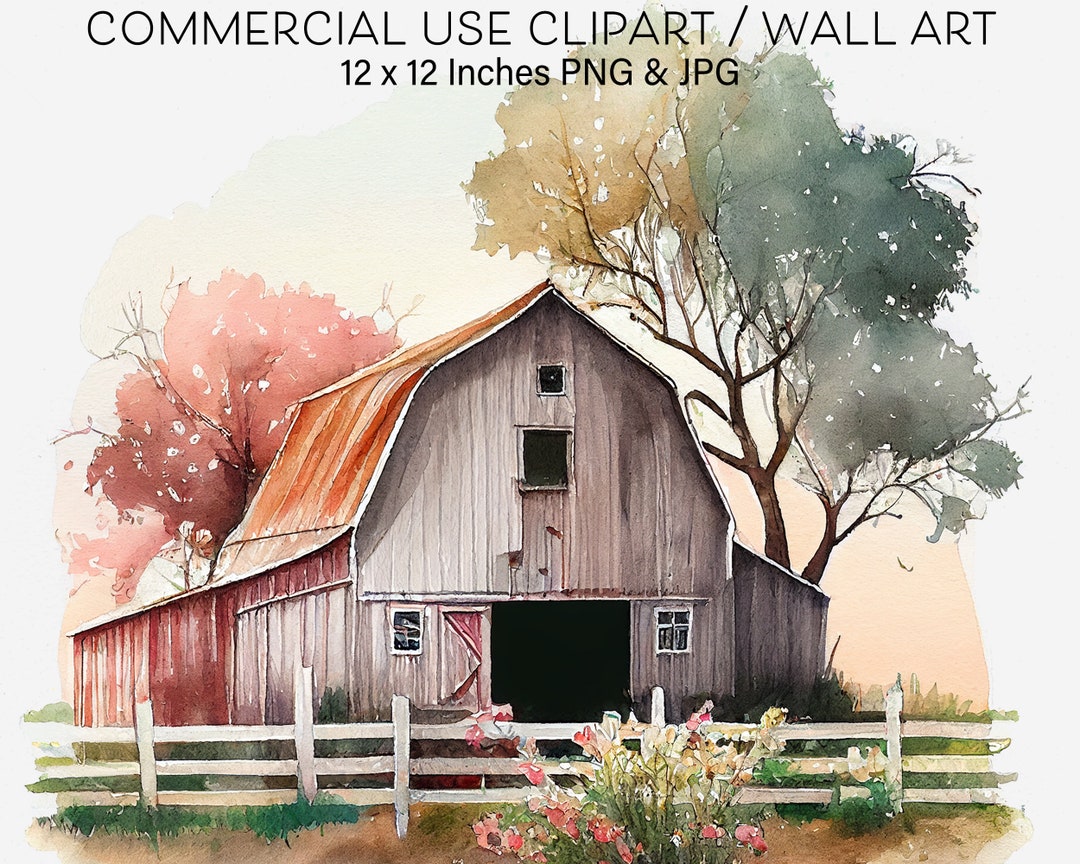 Big Farm Barn Clipart Image Agricultural Print Farmer Gift - Etsy