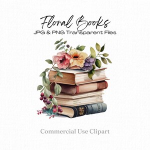 Shabby Chic Floral Livros Clipart Amante de livros Imprimir pilha de livros Clipart transparente para cartões de felicitações Junk Journal Decoupage Scrapbooking
