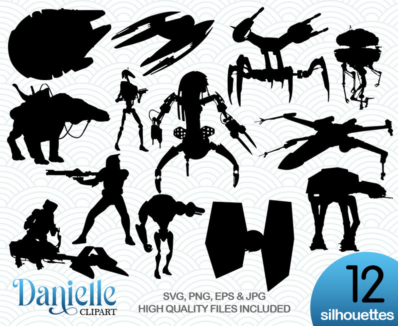 Star Wars Silhouettes, SVG, Png, Eps, Jpg, Cricut, Silhouette, Cameo ...