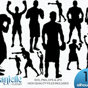Boxing Men Silhouettes, SVG, png, eps, jpg, Cricut, Silhouette, Cameo archivos