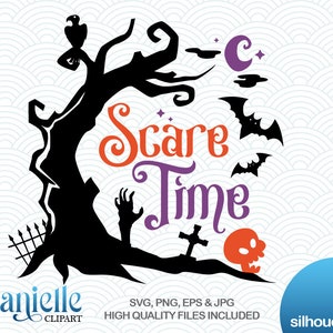 Halloween Scare Time Silhouettes, SVG, png, eps, jpg, Cricut, Silhouette, Cameo files