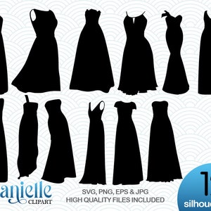 Jurken Silhouetten, SVG, png, eps, jpg, Cricut, Silhouet, Cameo bestanden
