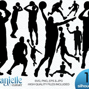 Basketball Silhouettes, SVG, png, eps, jpg, Cricut, Silhouette, Cameo files