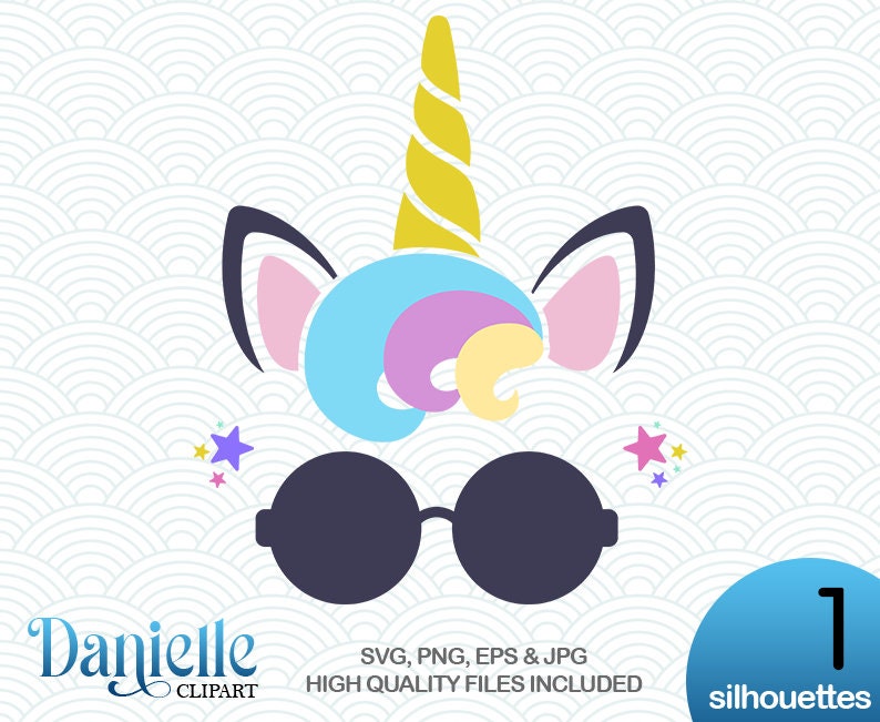 Unicorn Glasses Silhouettes SVG Png Eps Jpg Cricut - Etsy