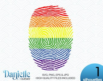 LGBT Fingerprint Silhouettes, SVG, png, eps, jpg, Cricut, Silhouette, Cameo files