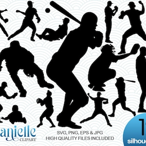Baseball Silhouettes, SVG, png, eps, jpg, Cricut, Silhouette, Cameo files