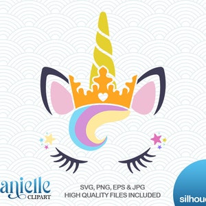 Unicorn Princess Silhouettes, SVG, png, eps, jpg, Cricut, Silhouette, Cameo files