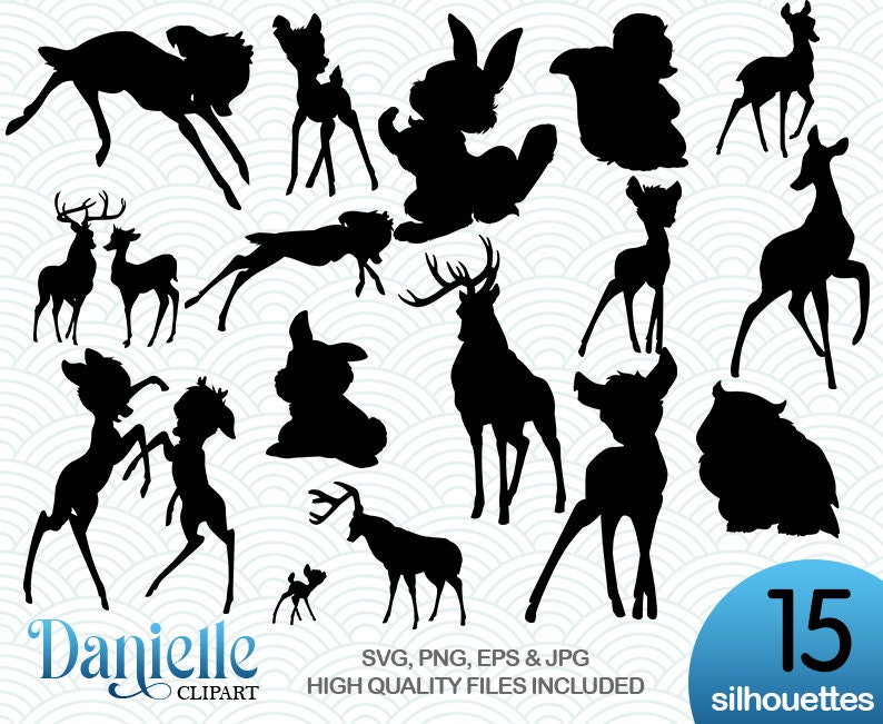 Bambi Silhouettes SVG png eps jpg Cricut Silhouette Etsy