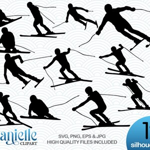 Ski  Silhouettes, SVG, png, eps, jpg, Cricut, Silhouette, Cameo files