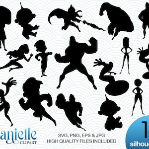 Incredibles Silhouettes, SVG, png, eps, jpg, Cricut, Silhouette, Cameo files