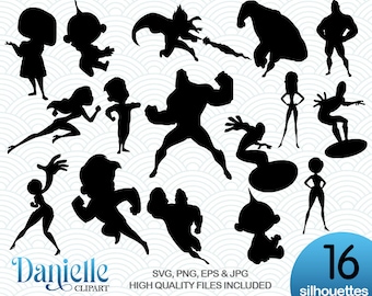 Incredibles Silhouettes, SVG, png, eps, jpg, Cricut, Silhouette, Cameo files