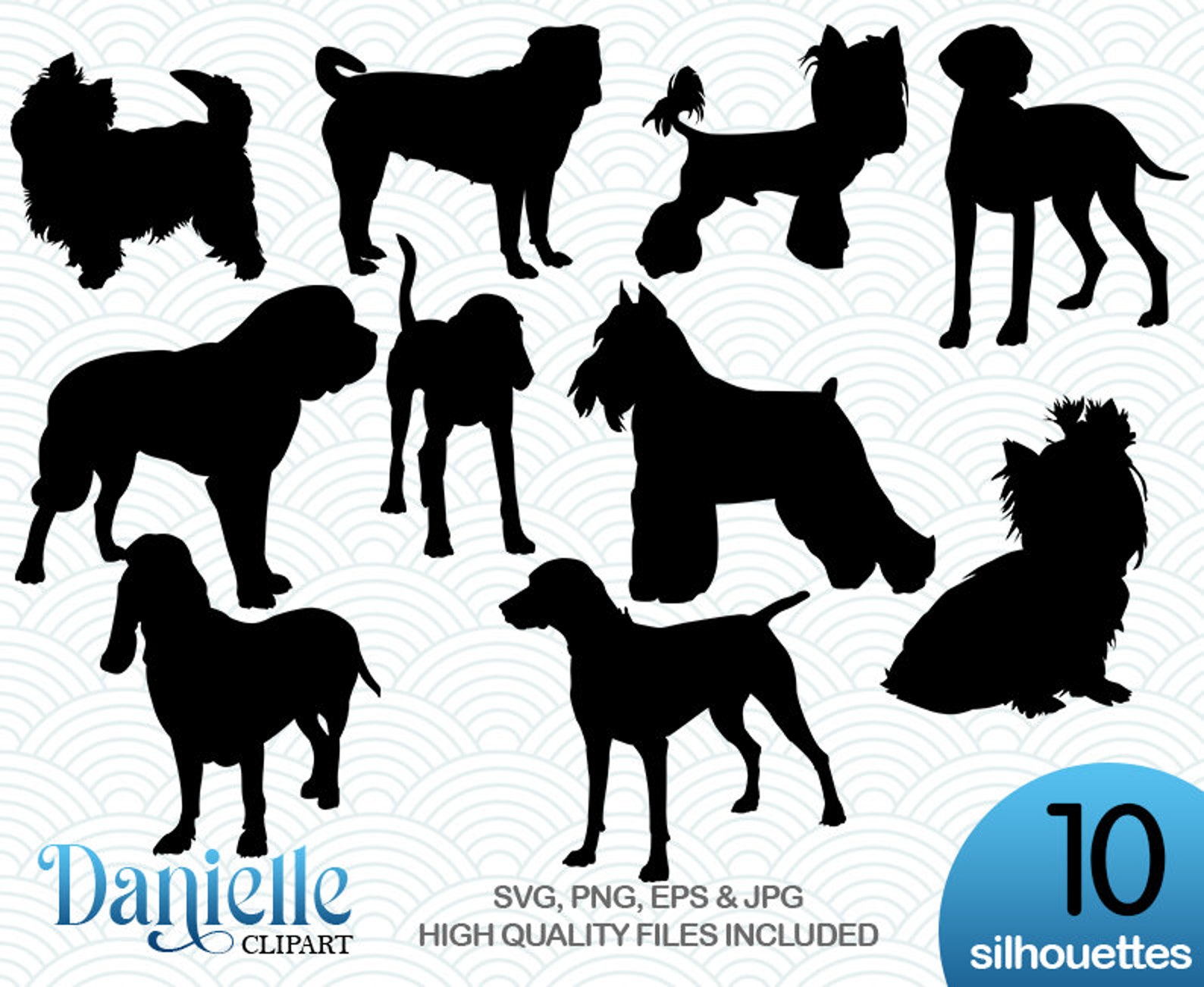 Dogs Silhouettes SVG Png Eps Jpg Cricut Silhouette - Etsy