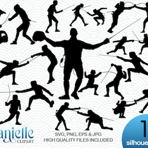 Fencing Silhouettes, SVG, png, eps, jpg, Cricut, Silhouette, Cameo files