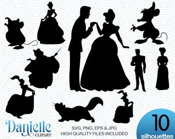 Cinderella Silhouettes, SVG, png, eps, jpg, Cricut, Silhouette, Cameo files