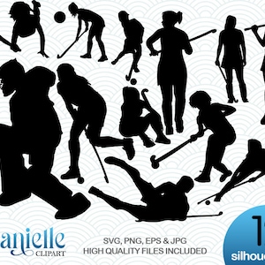 Field Hockey Silhouettes, SVG, png, eps, jpg, Cricut, Silhouette, Cameo files