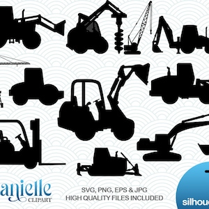 Bouwmachines Silhouetten, SVG, png, eps, jpg, Cricut, Silhouette, Cameo-bestanden