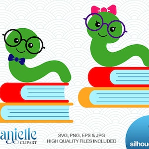 School Book-Worm, SVG, png, eps, jpg, Cricut, Silhouette, Cameo files, Monogram