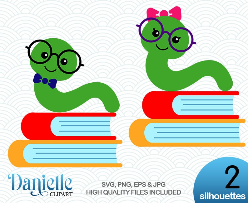 School Book-worm SVG Png Eps Jpg Cricut Silhouette | Etsy UK