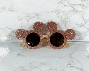 Kids Pink Glitter Mickey Sunglasses - UV Protected Lightweight