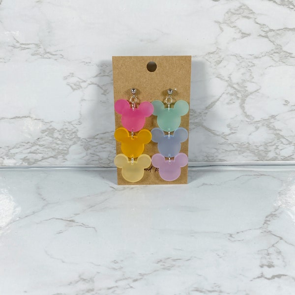 Pastel Rainbow Mickey Inspired Acrylic Dangle Earrings