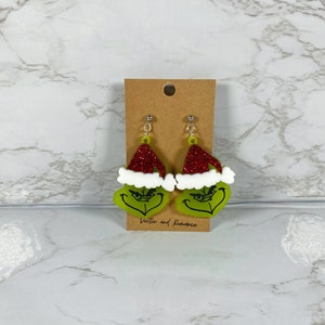 The Grinch Inspired Acrylic Dangle Earrings