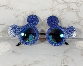 Blue Glitter Mickey Sunglasses - Polarized Lightweight - COLORED Lenses
