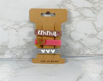 Personalized Princess Inspired Acrylic Hair Clip Set