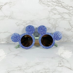 Kids Blue Glitter Mickey Sunglasses - UV Protected Lightweight
