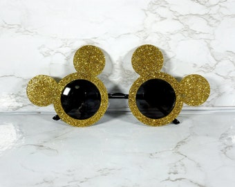 Gold Yellow Glitter Mickey Sunglasses - Polarized Lightweight