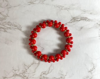XL Red Mickey Inspired Stretch Bracelet