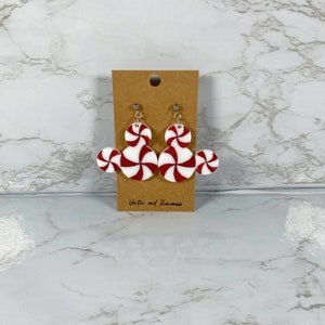 Red Peppermint Mickey Inspired Acrylic Dangle Earrings