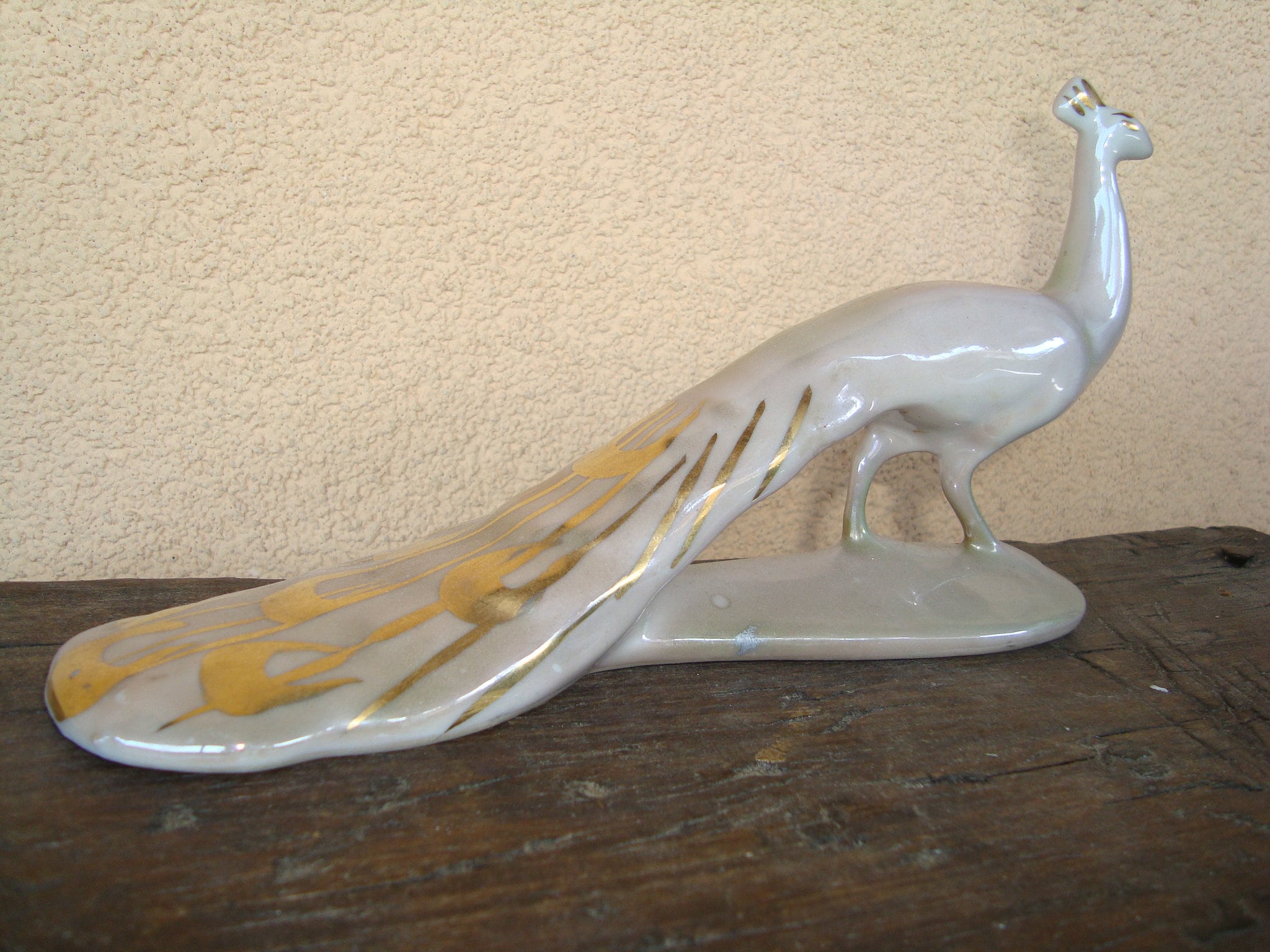 Vintage Porcelain Peacock Bird Ceramic Statue Figurine Sculpture