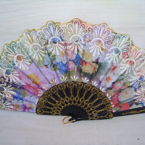 Spanish Style Hand Fan, Hand Held Fan, Vintage Beautiful Fan, Gift for Mom