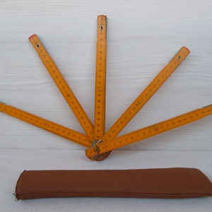 MAI USATO, righello in legno vintage, arredamento retrò, regalo per lui righello pieghevole in legno di 2 metri, metro retrò, dispositivo di misurazione