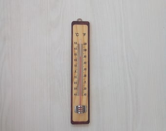 Vintage Wooden Thermometer – Indoor Outdoor Wall Thermometer,  Farmhouse Decor, Collectible Temperature Gauge