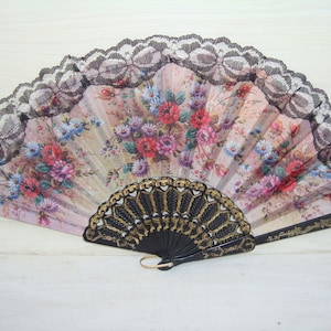 FAN, Spanish Style Hand Fan, Hand Held Fan, Beautiful Vintage Elegant Fan, Gift for Her