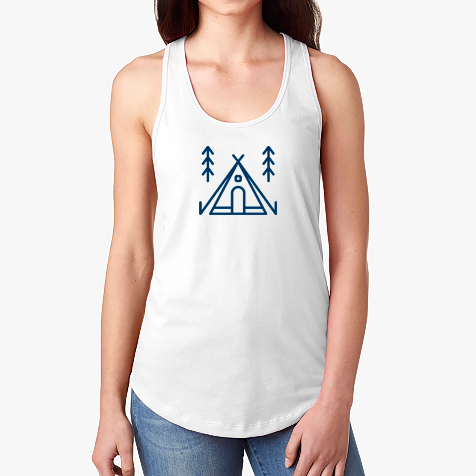 Camping Tank Top Tent and Pines Women's Racerback Tank Etsy
