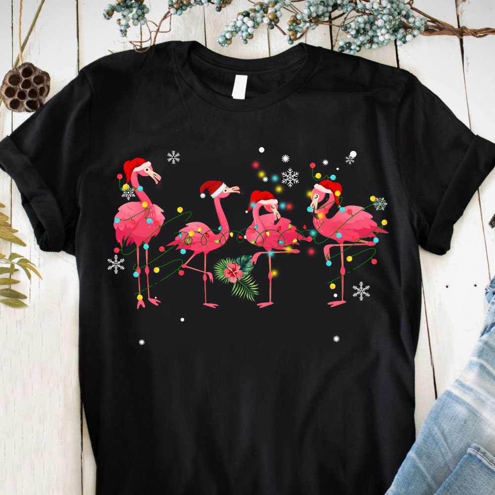 Pink Flamingo Christmas Shirt Flamingo Xmas Shirt Flamingo Etsy