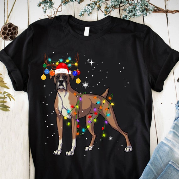 boxer dog christmas shirt