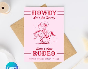 Bachelorette Party Itinerary Template | Editable Canva Invite | Rodeo Western Theme | Nashville Weekend | Digital Download