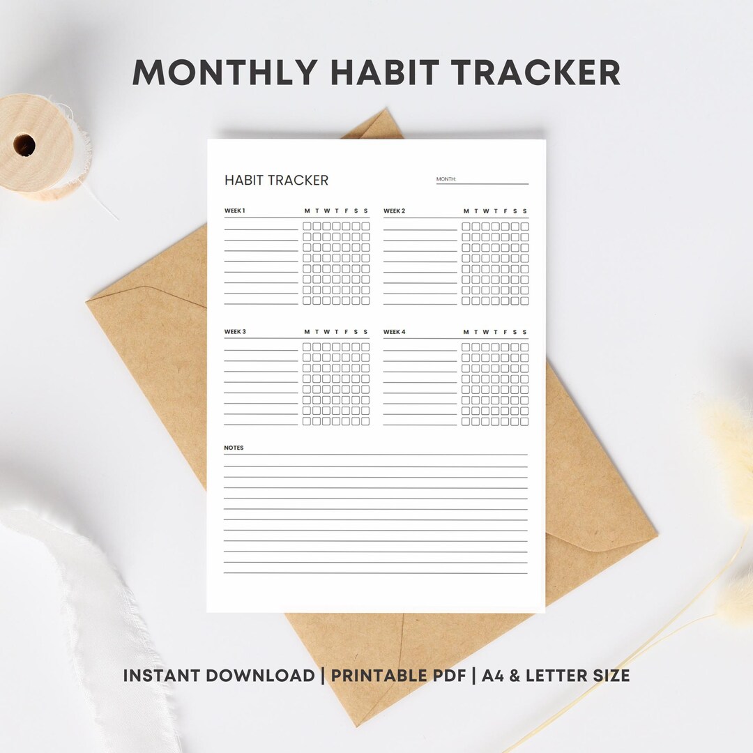 Printable Habit Tracker | 30 Day Challenge Tracker | Goal Setting ...