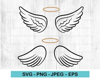 Halo and Angel Wings svg, Wings SVG, Halo svg, Heaven Paradise Memorial, png, jpeg, eps