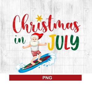Weihnachten im Juli PNG, Santa Surfing png, png-Dateien für die Sublimation