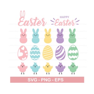 Easter Peeps SVG: Bunny and Chick Clipart (Digital Download)