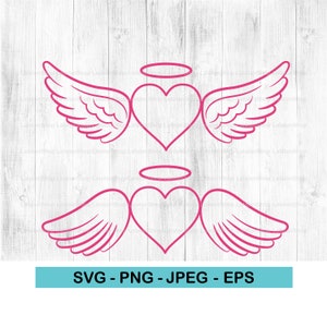 Angel Wings Heart SVG: Halo Memorial Design (Digital Download)